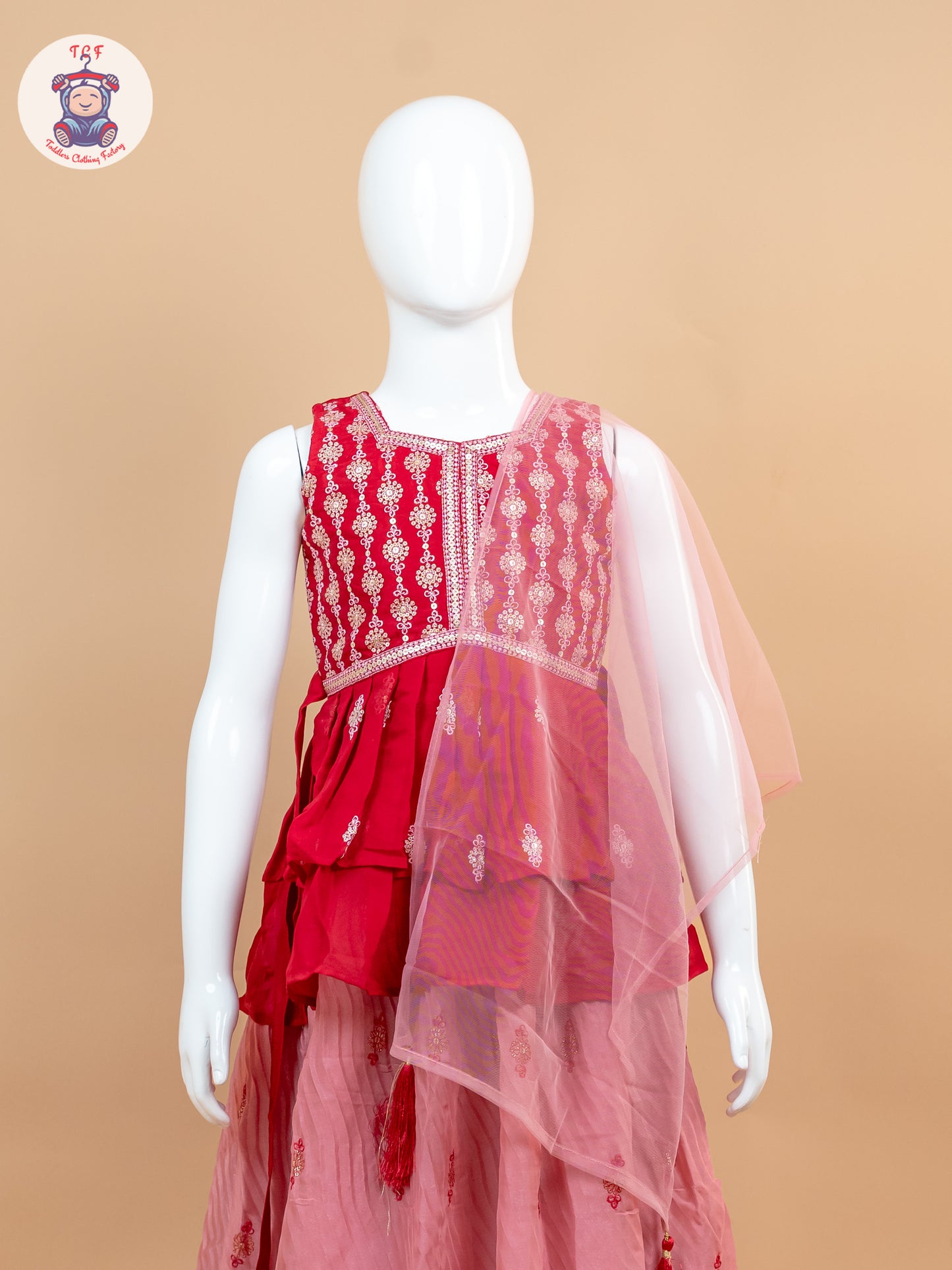 Red - Girls Readymade Lehenga Choli