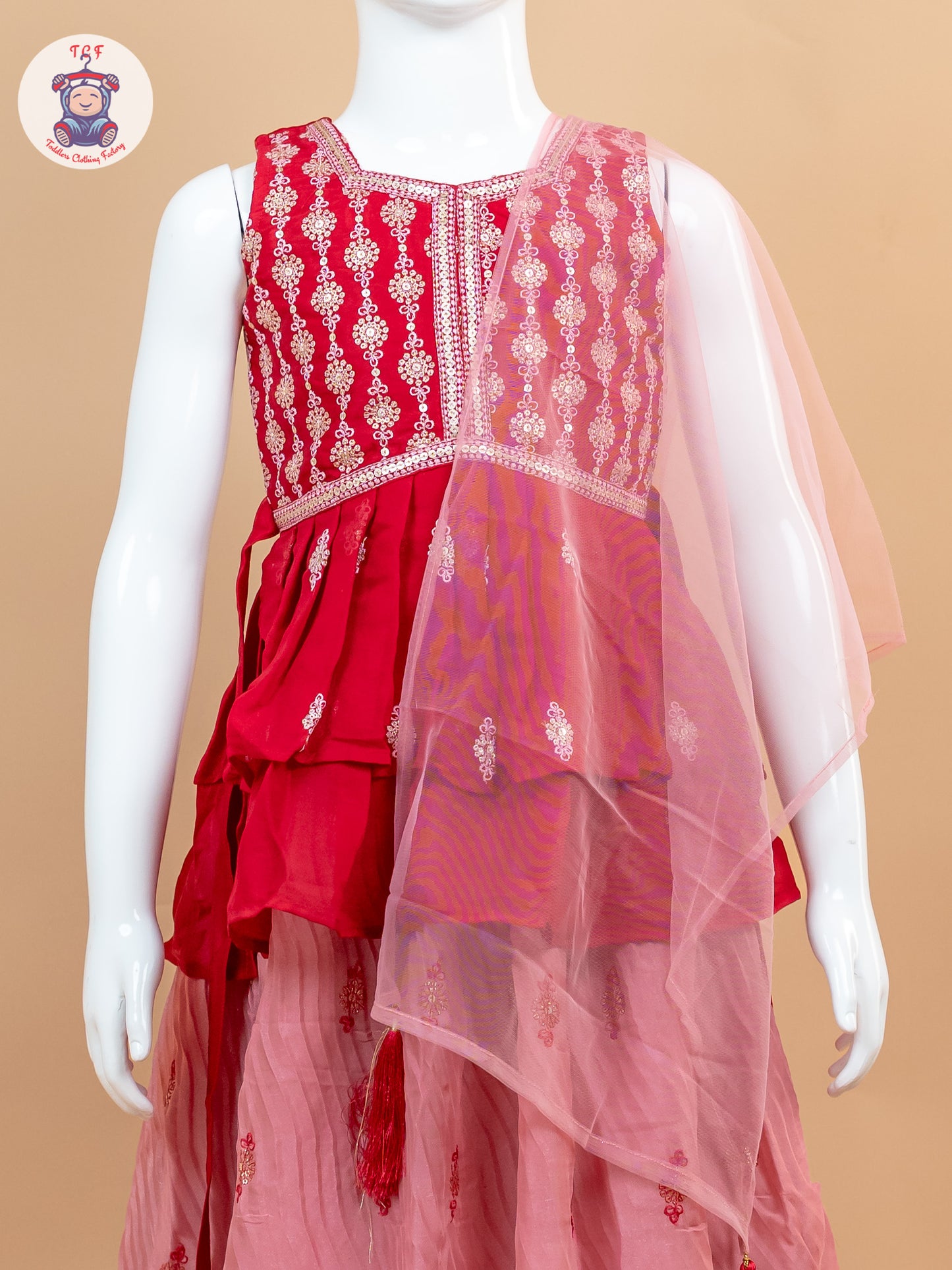 Red - Girls Readymade Lehenga Choli