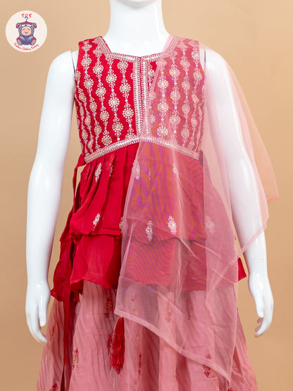 Red - Girls Readymade Lehenga Choli