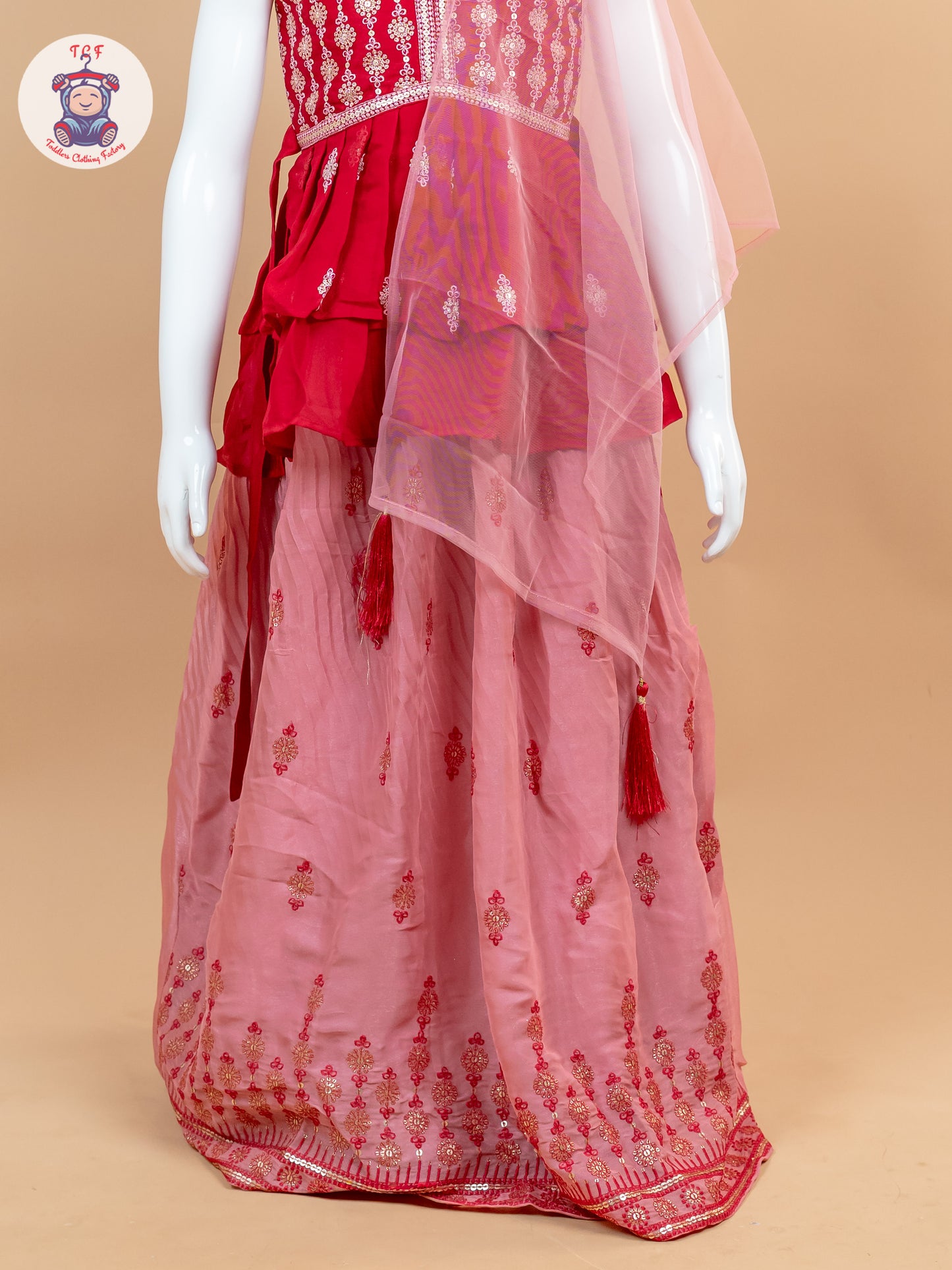 Red - Girls Readymade Lehenga Choli
