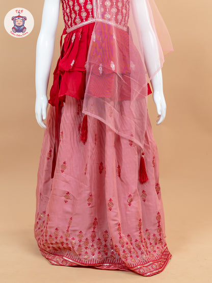 Red - Girls Readymade Lehenga Choli