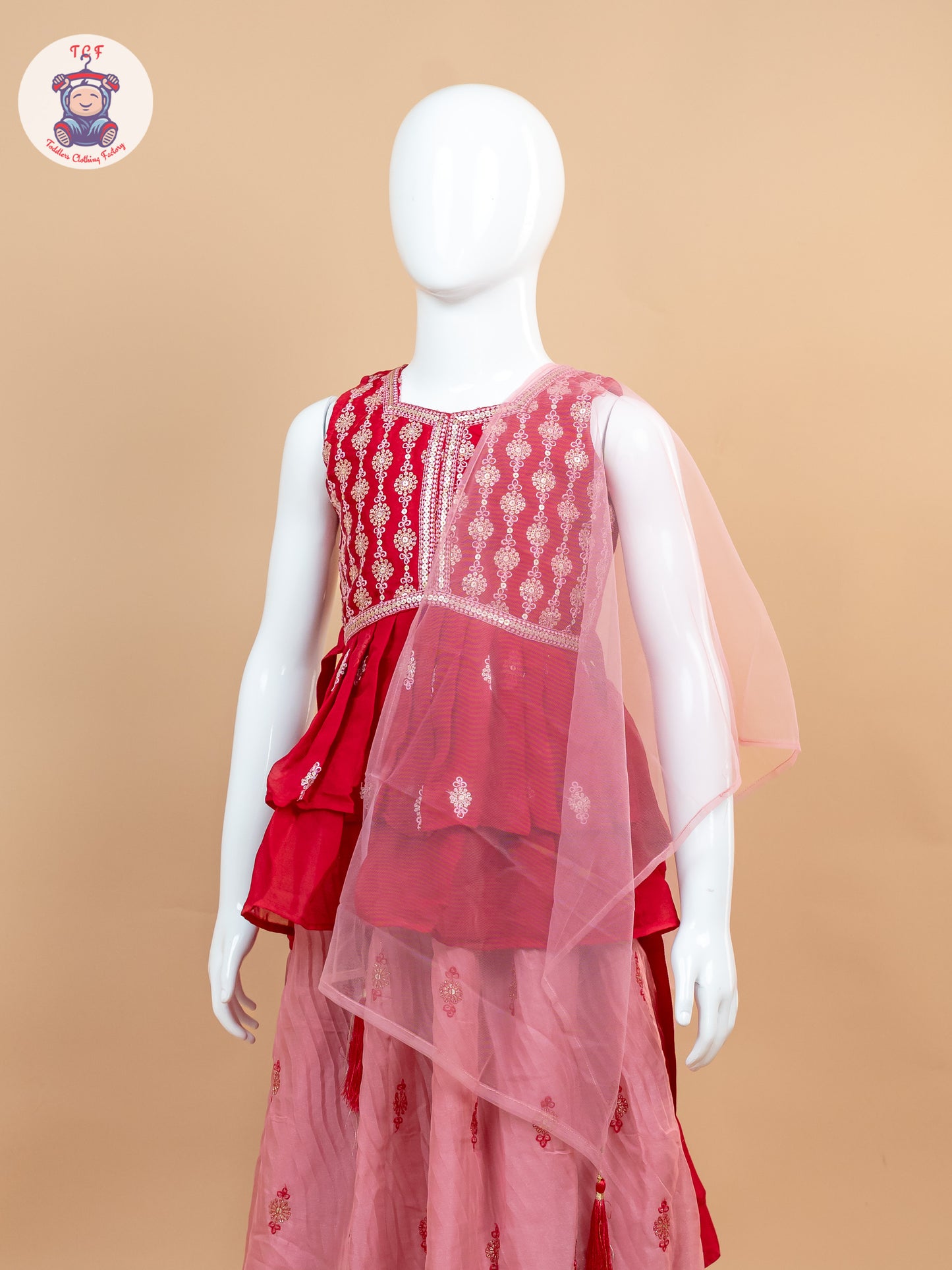 Red - Girls Readymade Lehenga Choli