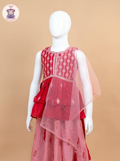 Red - Girls Readymade Lehenga Choli