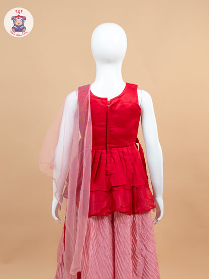 Red - Girls Readymade Lehenga Choli