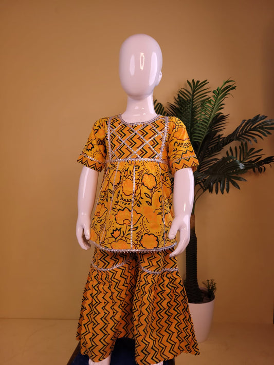 Chrome Yellow - Printed A-Line Kurti Set