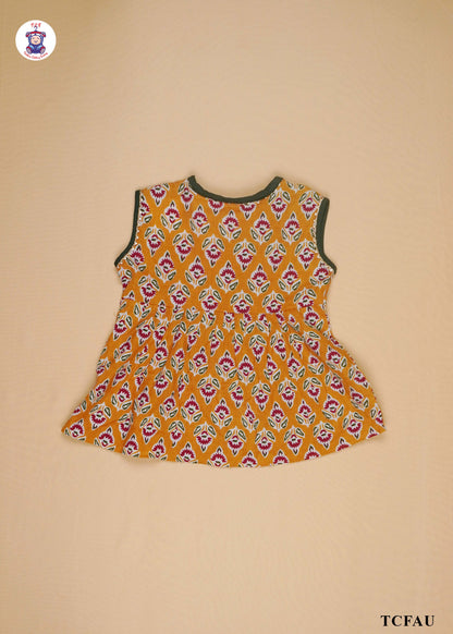 Mustard Brown & Sacramento Green - Printed Kurti Dhoti Set