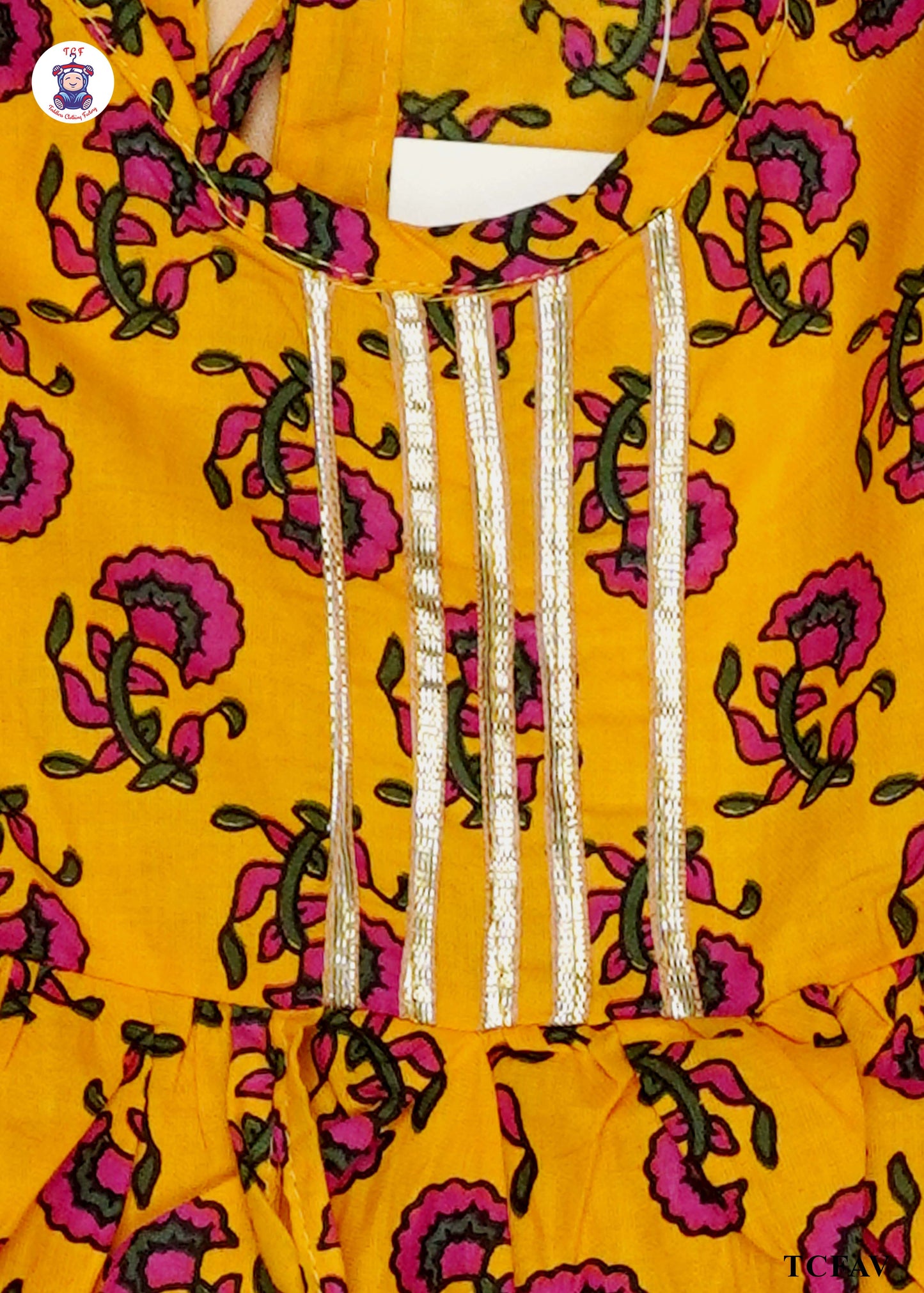 Yellow - Printed Kurti Dhoti Set(Jaipuri Design)