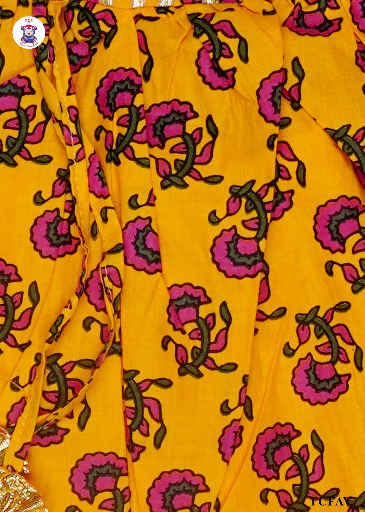 Yellow - Printed Kurti Dhoti Set(Jaipuri Design)