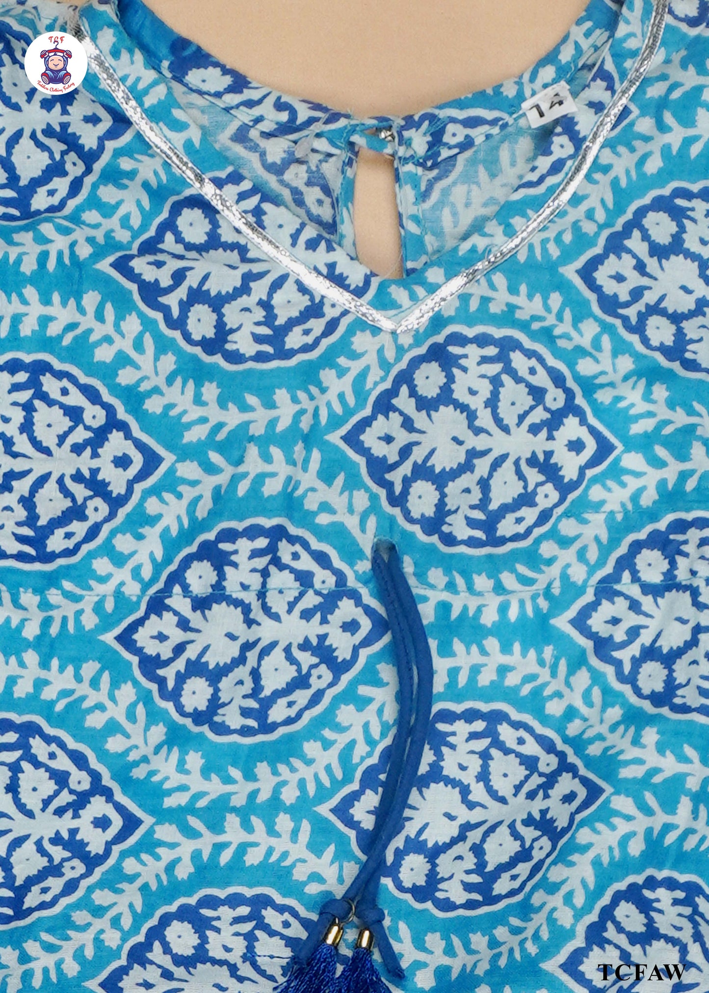 Electric Blue & Indigo - Printed Kurti Dhoti Set(Kaftan Design)