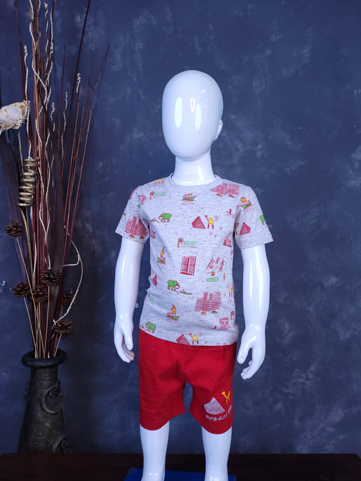 Grey & Red - Tees and Shorts
