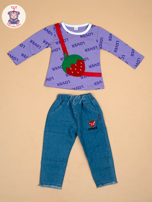 Lavender - Girls Strawberry Jean and Top