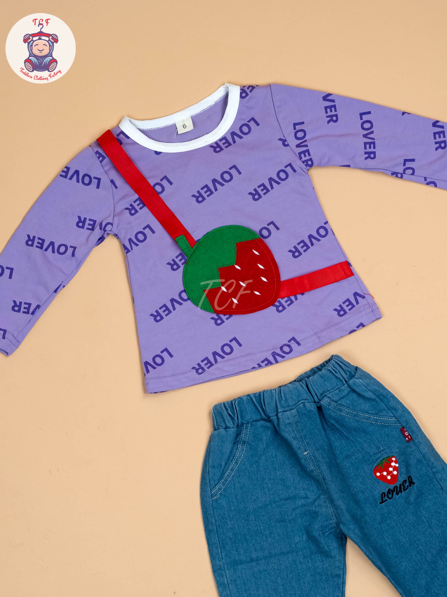 Lavender - Girls Strawberry Jean and Top