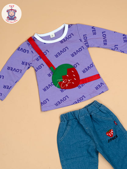 Lavender - Girls Strawberry Jean and Top