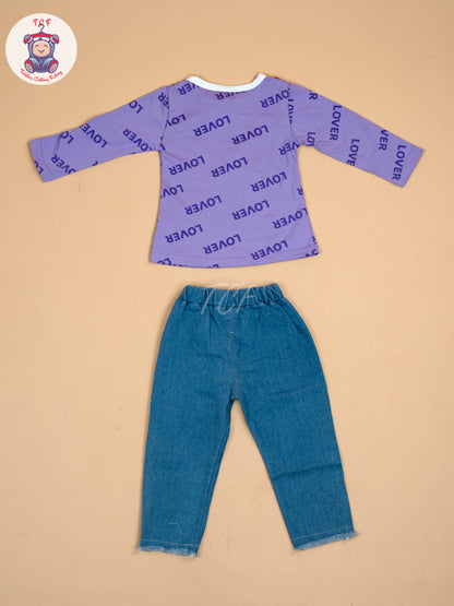 Lavender - Girls Strawberry Jean and Top