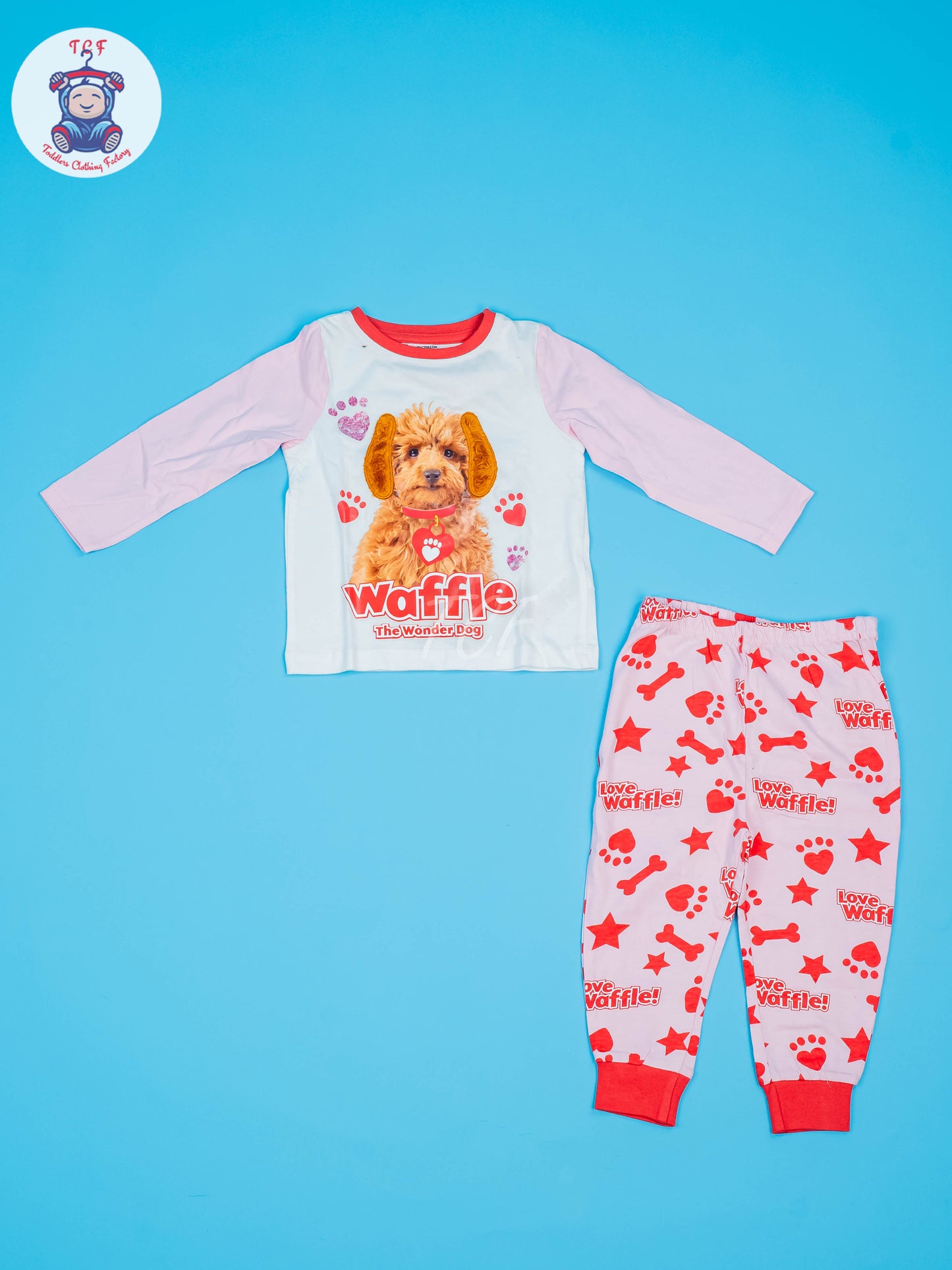 White & Pink - Waffle Pyjama Sets