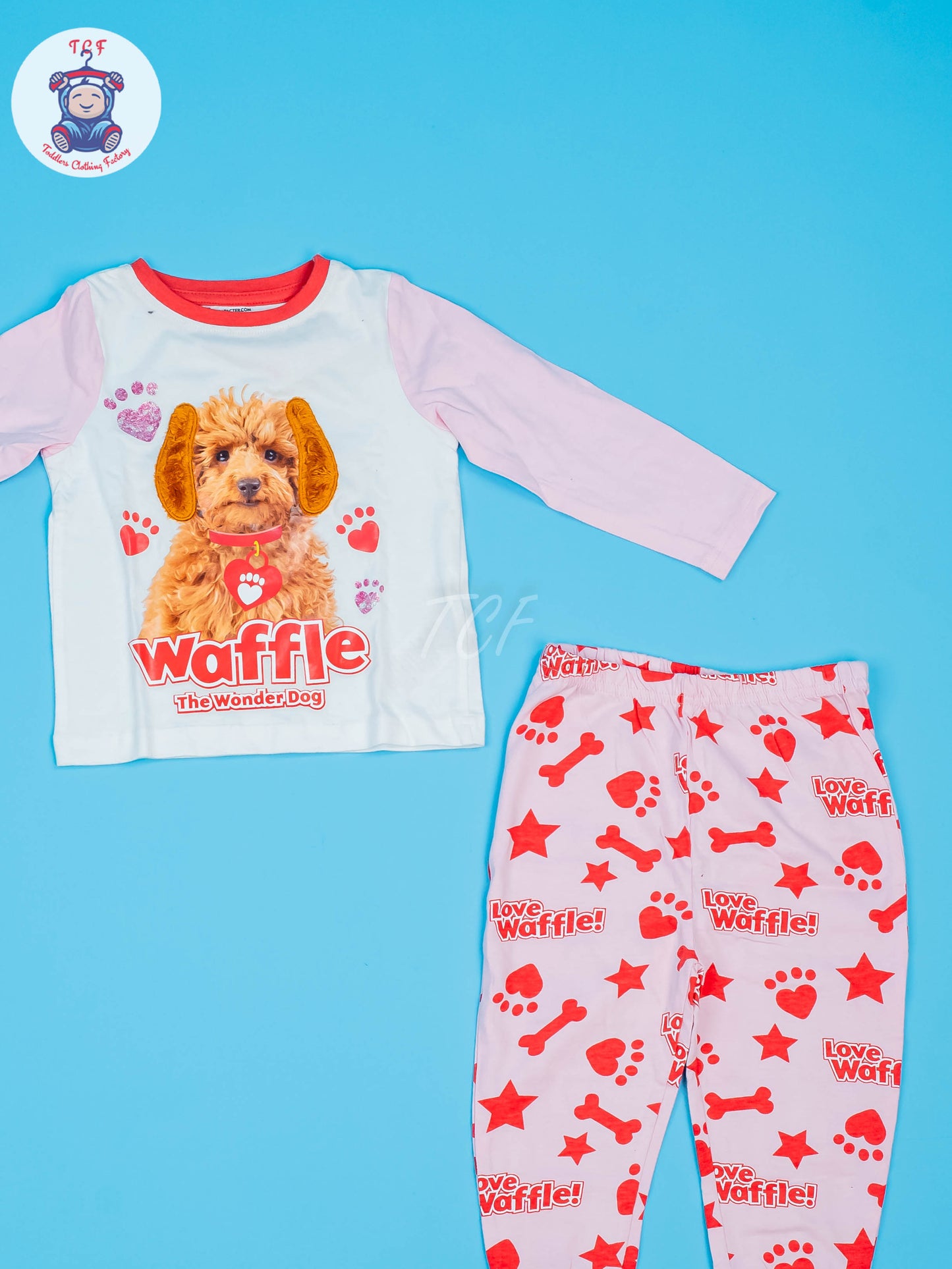 White & Pink - Waffle Pyjama Sets