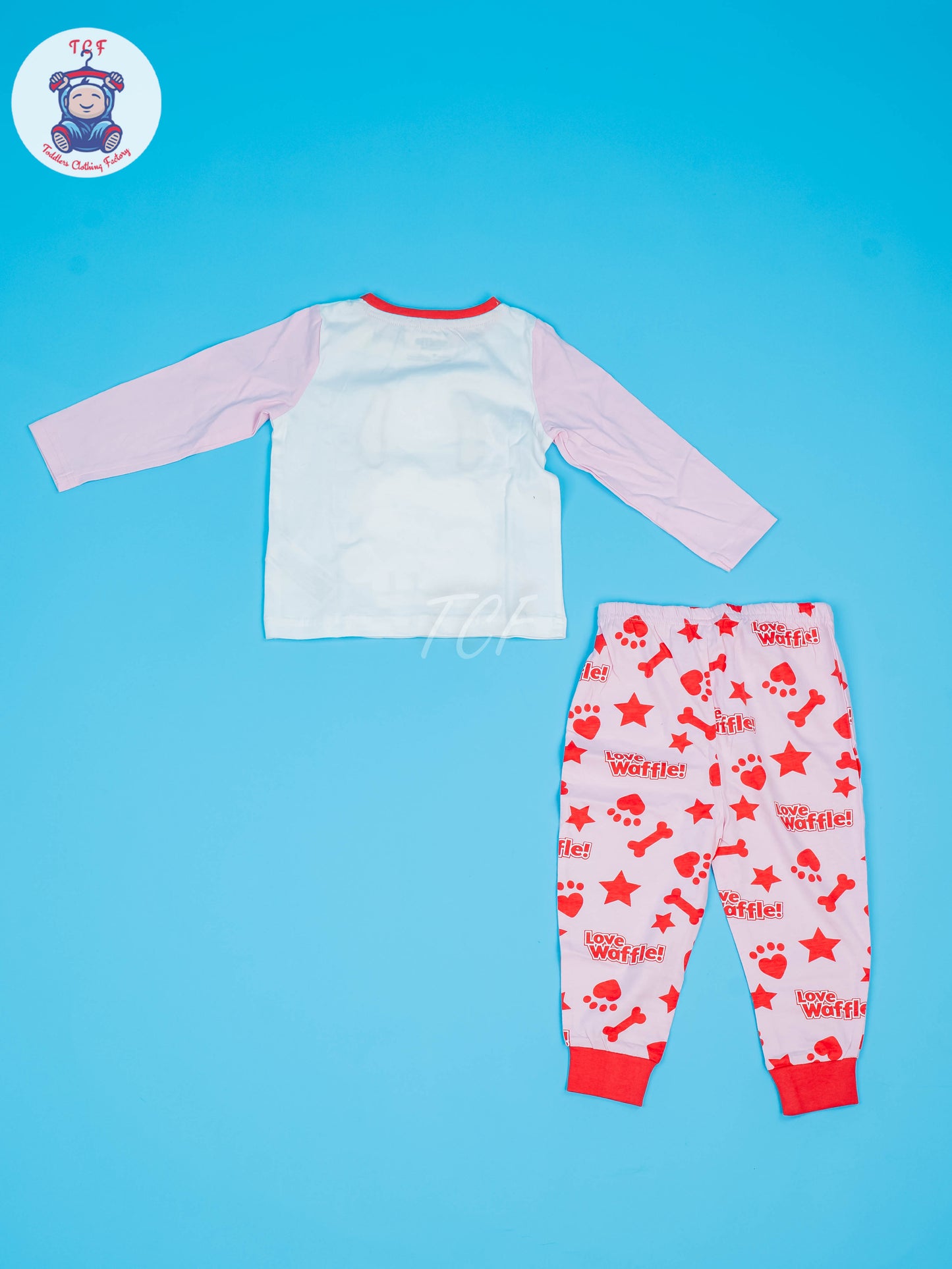 White & Pink - Waffle Pyjama Sets