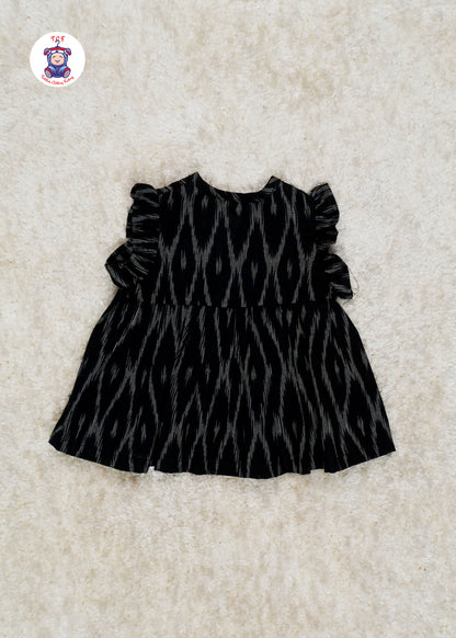 Black - Girls Readymade Ikat Frocks