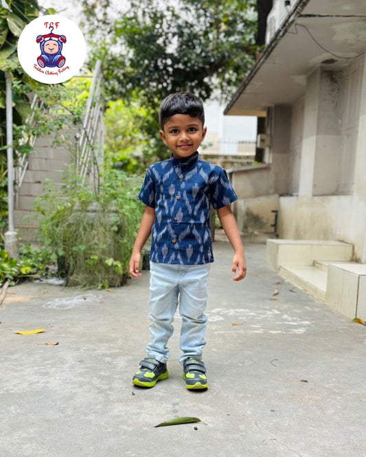 Blue - Boys Readymade Ikat Shirts