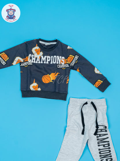 Grey & Light Grey - Baby Champion Joggers set