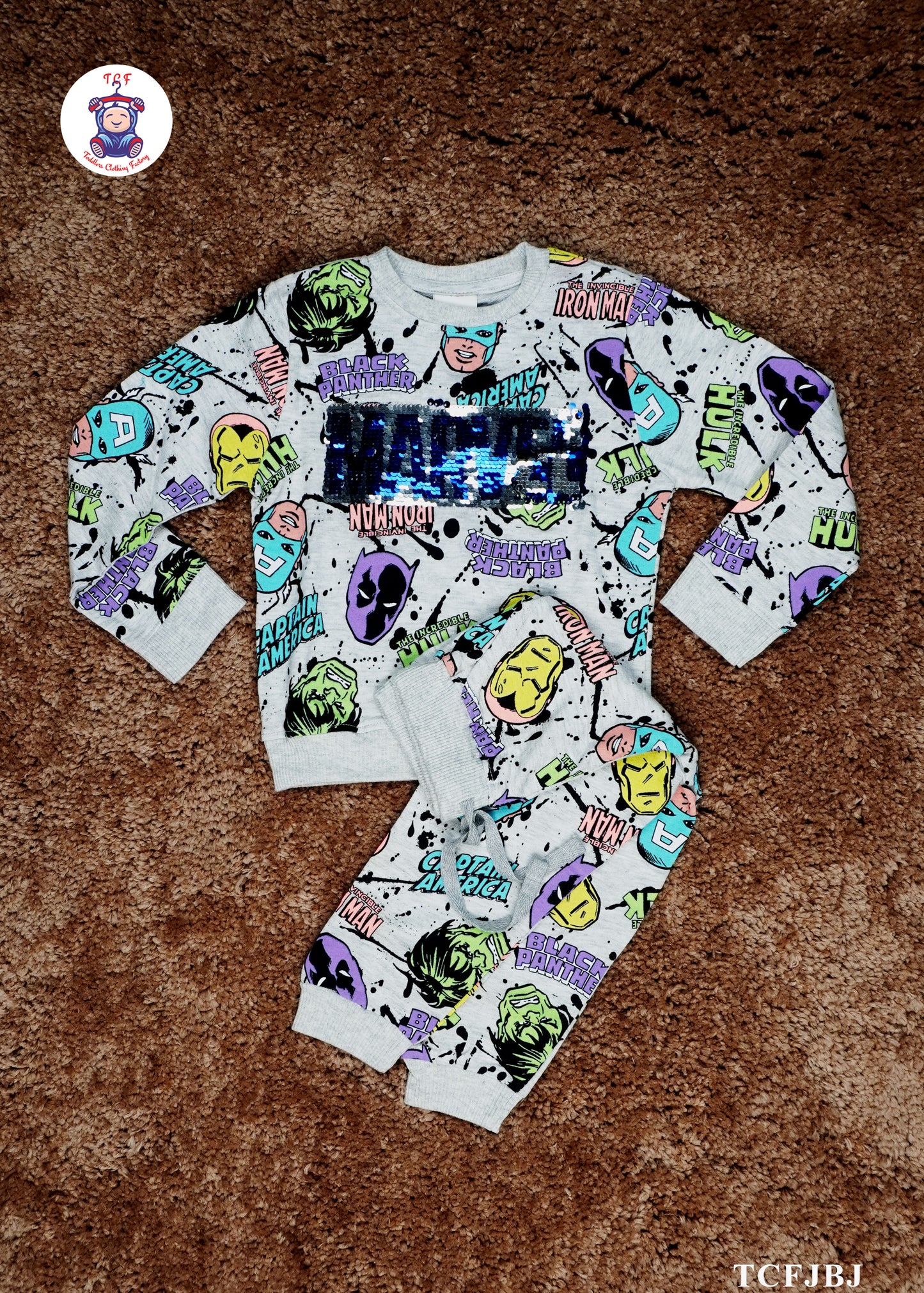 Grey - Boys Marvel Jogger set
