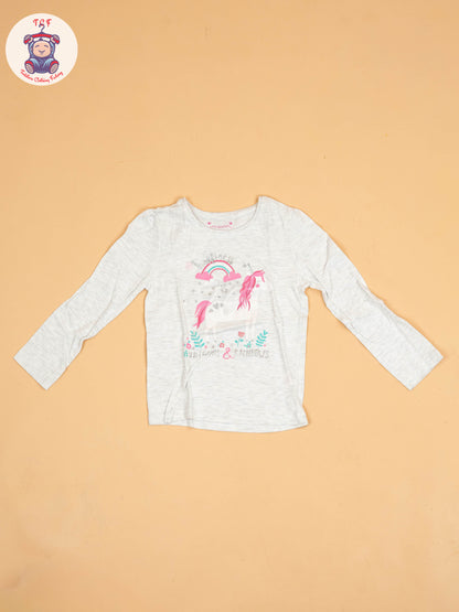 Grey & Pink - Girls Fullsleeves Tshirt