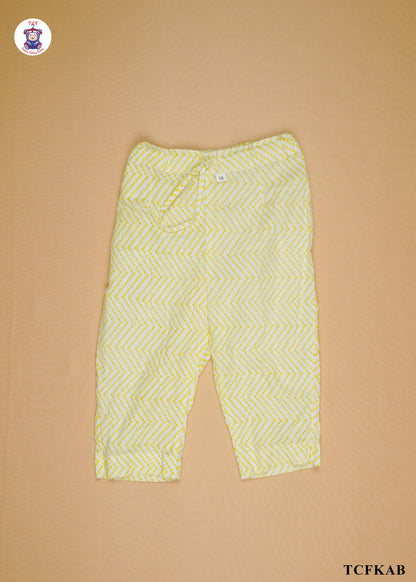 Yellow - Printed Umbrella Kurti Set