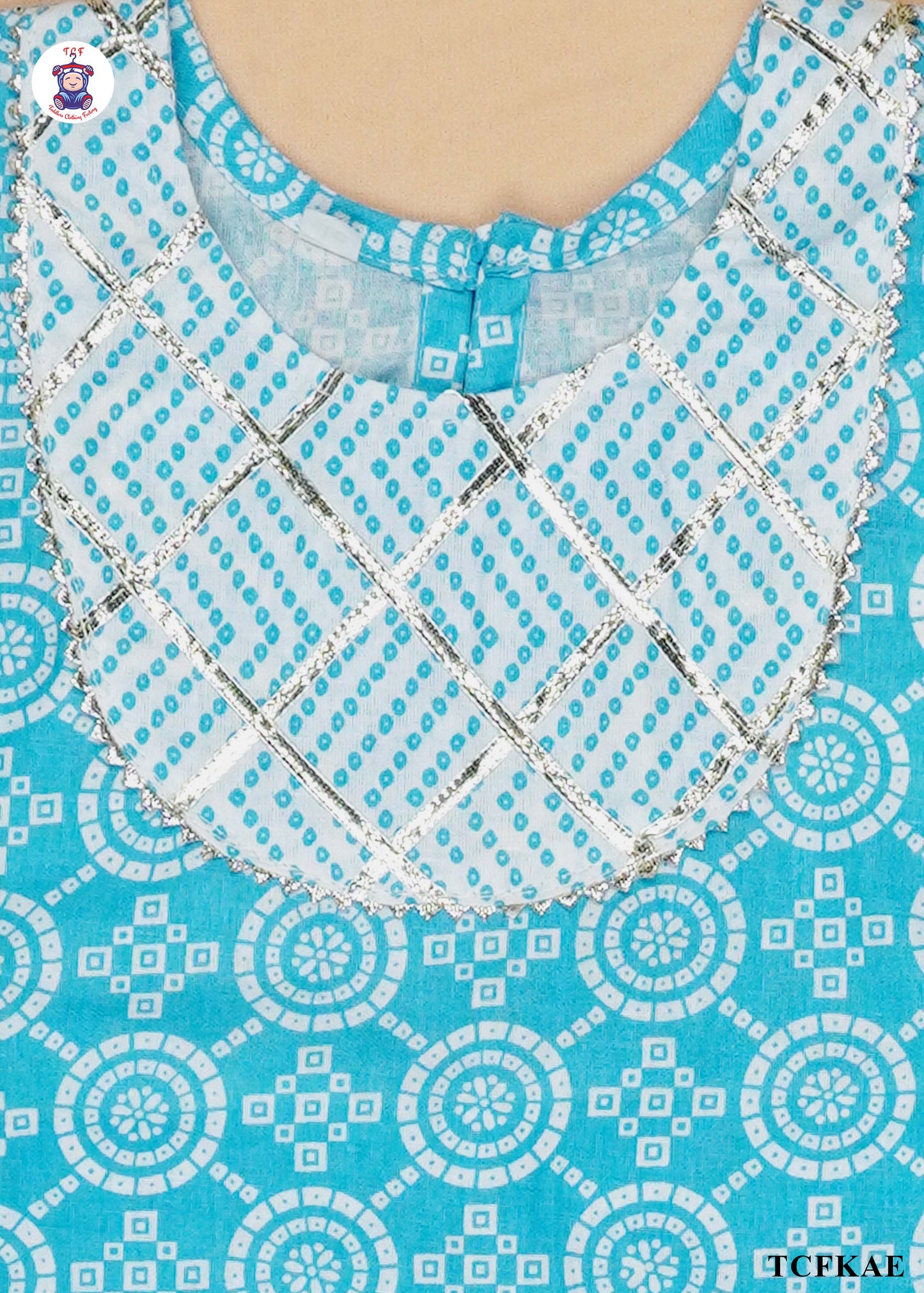 Sky Blue - Floral Printed Kurti Set