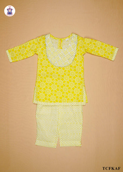 Lime - Printed Kurti Set