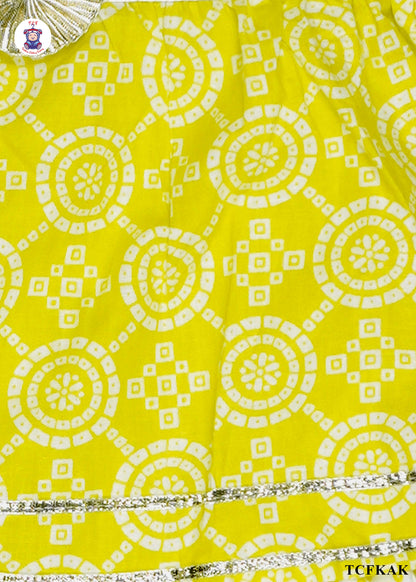 Lime - Printed Kurti Dhoti Set