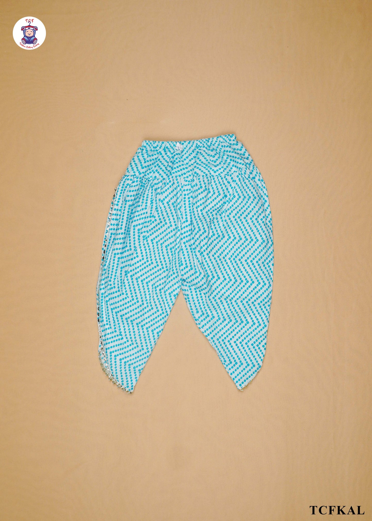 Powder Blue - Printed Kurti Dhoti Set