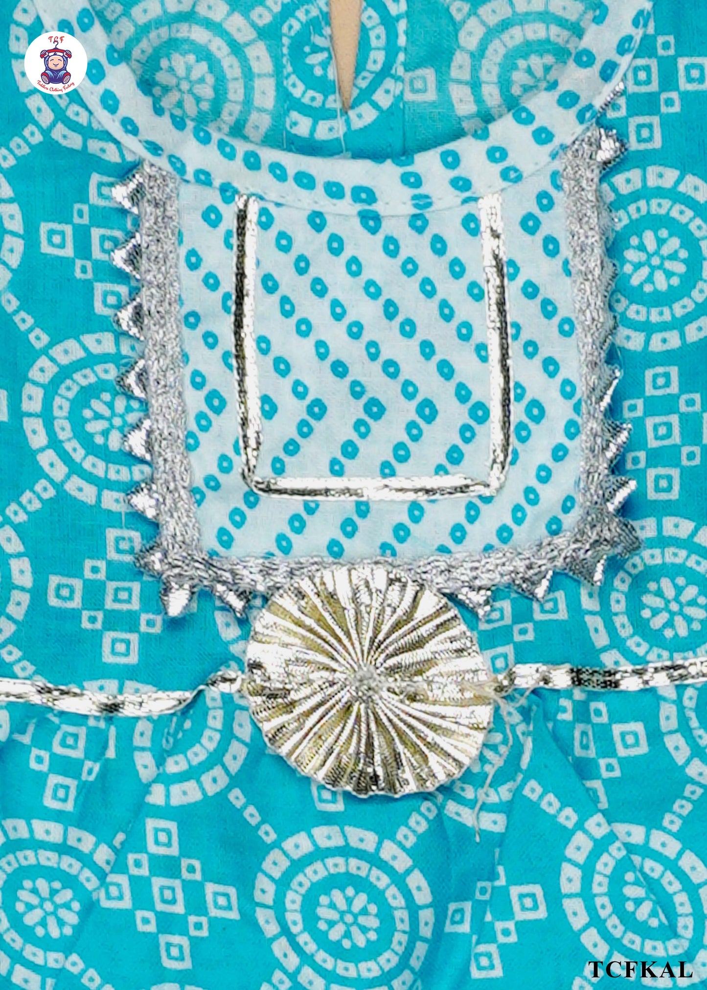 Powder Blue - Printed Kurti Dhoti Set