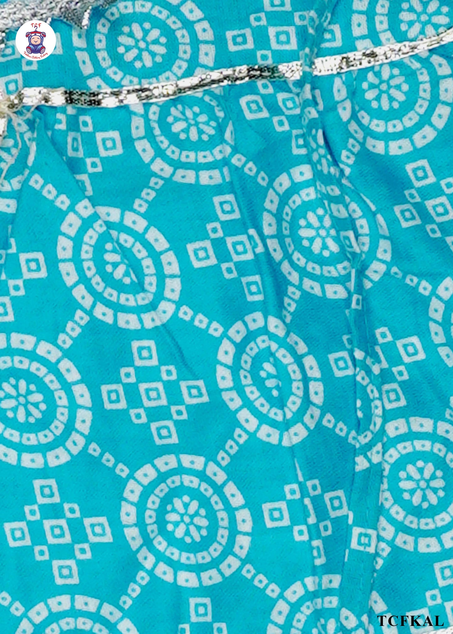 Powder Blue - Printed Kurti Dhoti Set