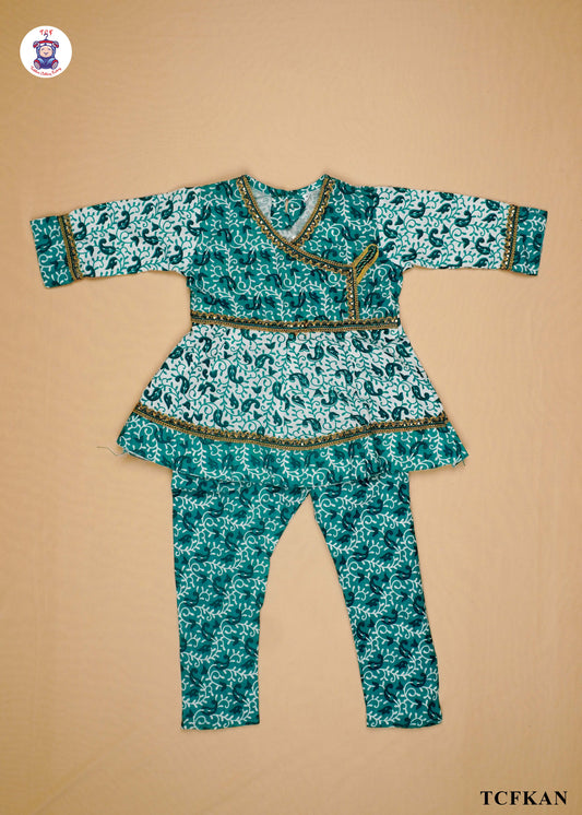 Pine Green - Floral Printed Kurti Set