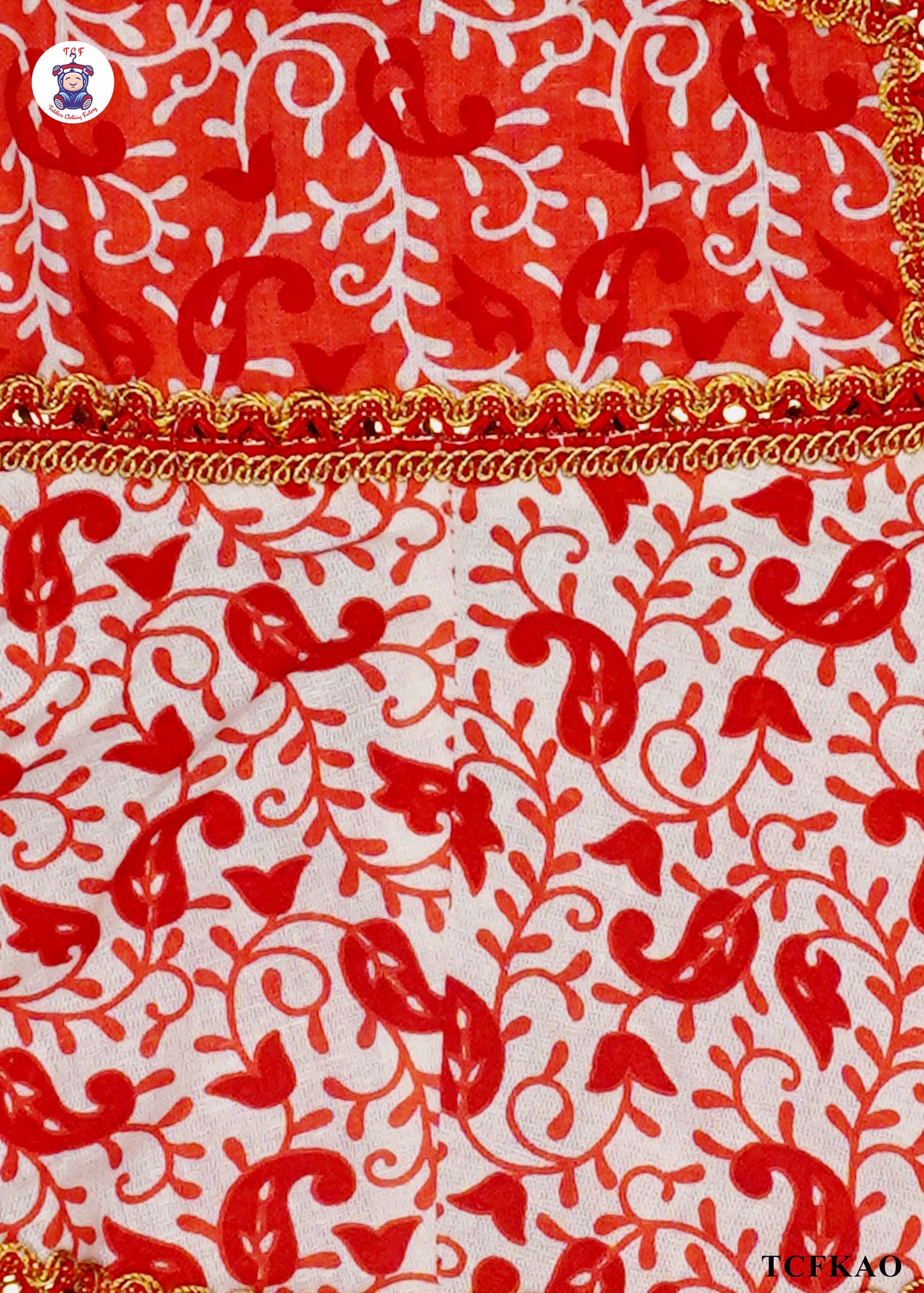 Red Orange - Floral Printed Kurti Set