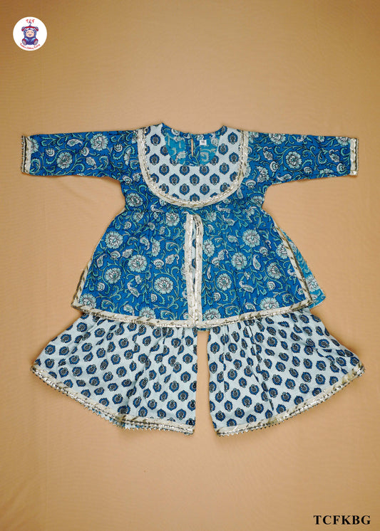 Yale Blue - Floral Printed Kurti Set