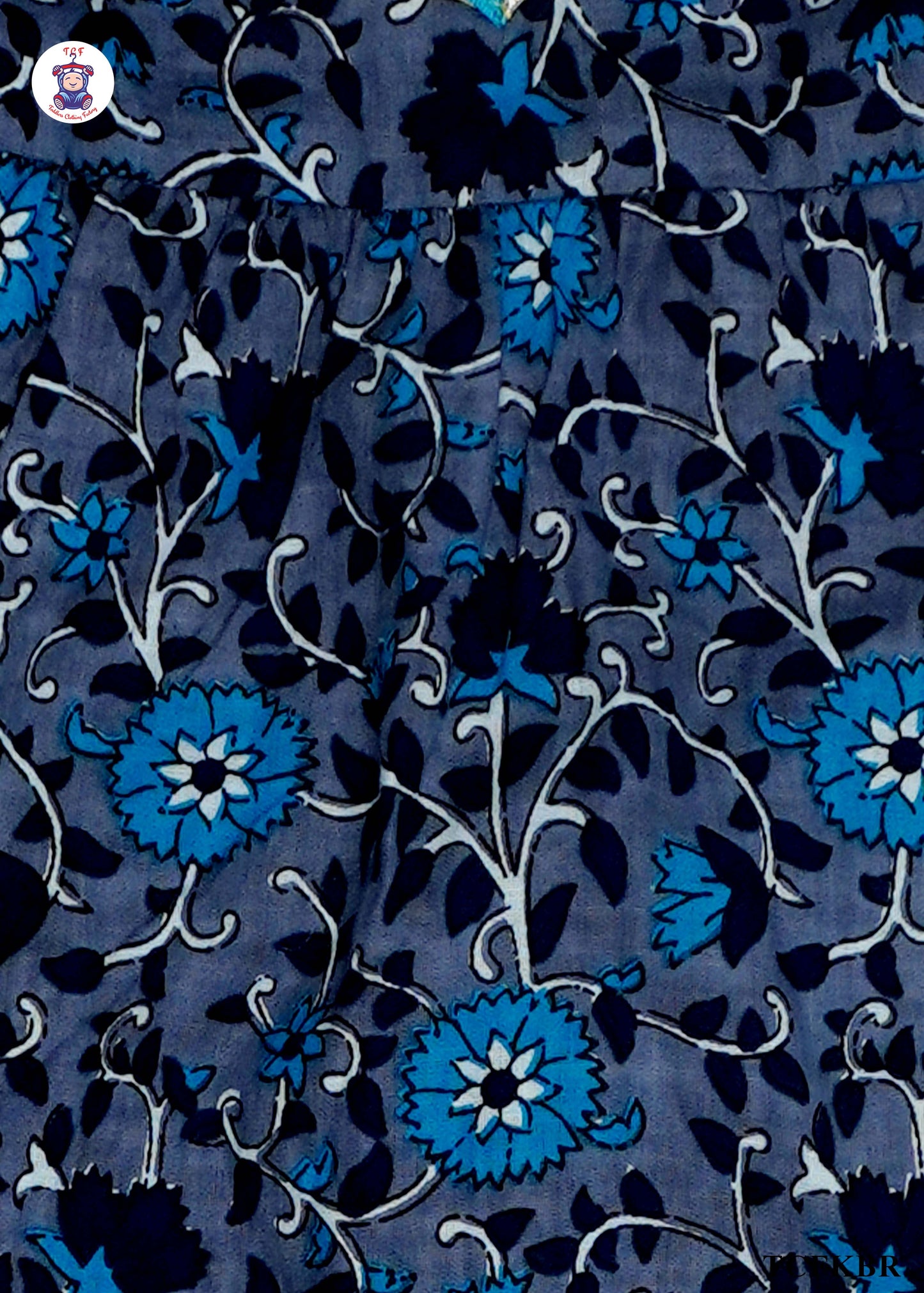 Steel Blue - Floral Printed A-Line Kurti Set