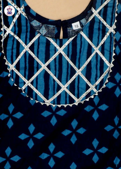 Denim Blue - Printed Kurti Set