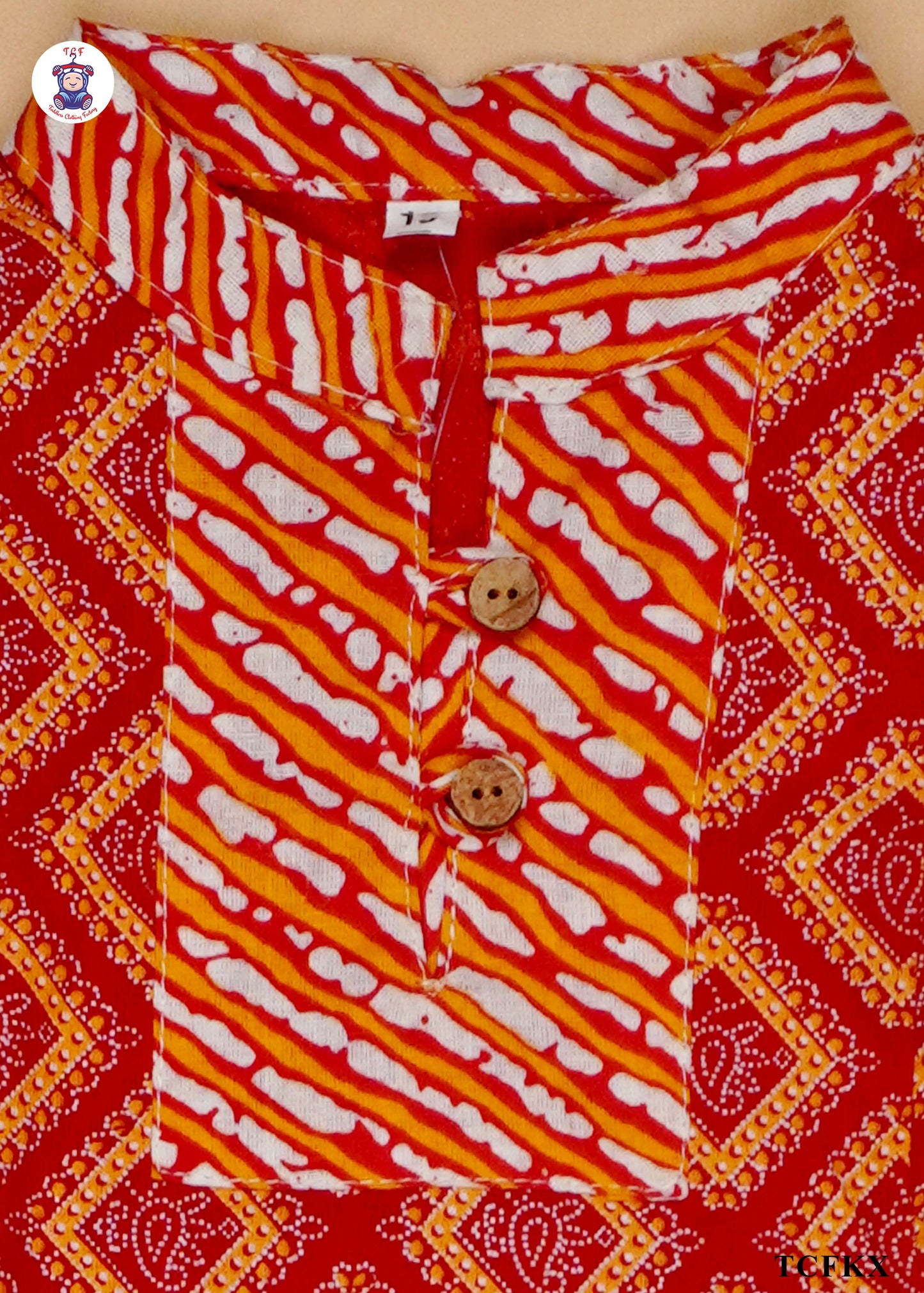 Mahogany & Orange - Printed Umbrella Kurti Set