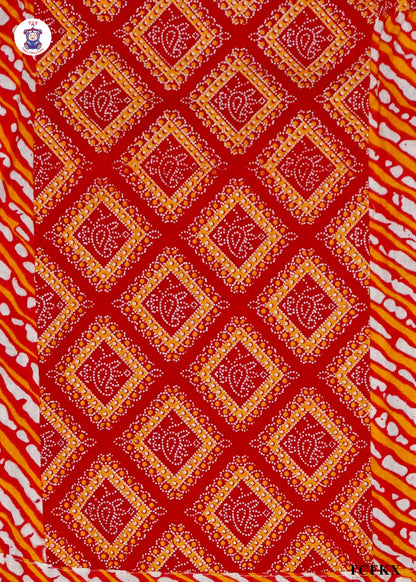 Mahogany & Orange - Printed Umbrella Kurti Set