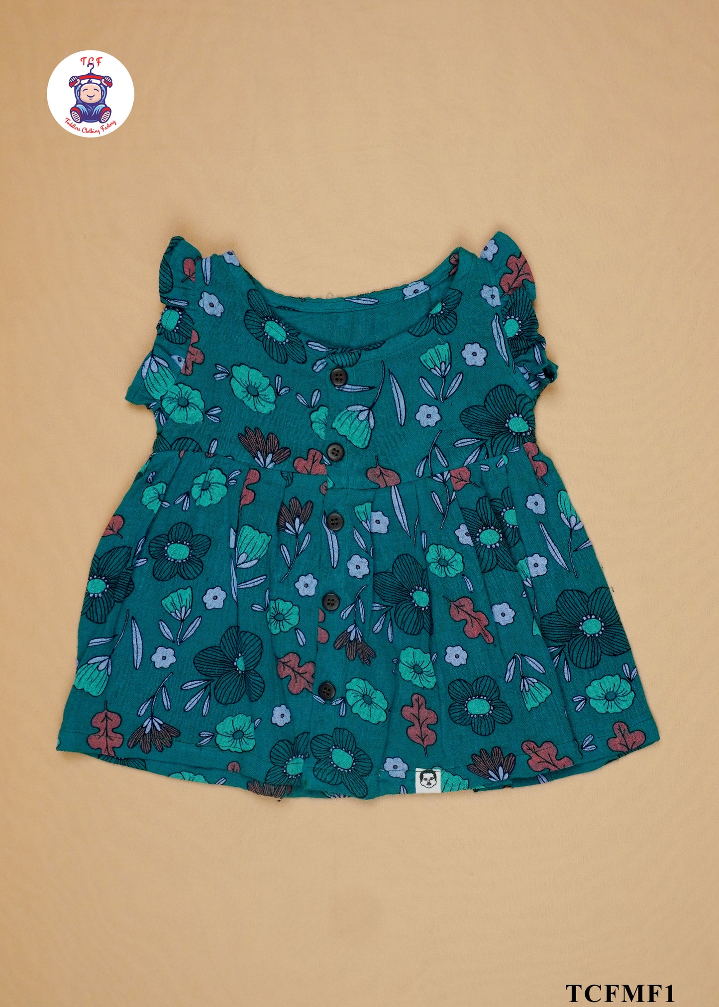 Dark Green - Girls Readymade Muslin Frocks