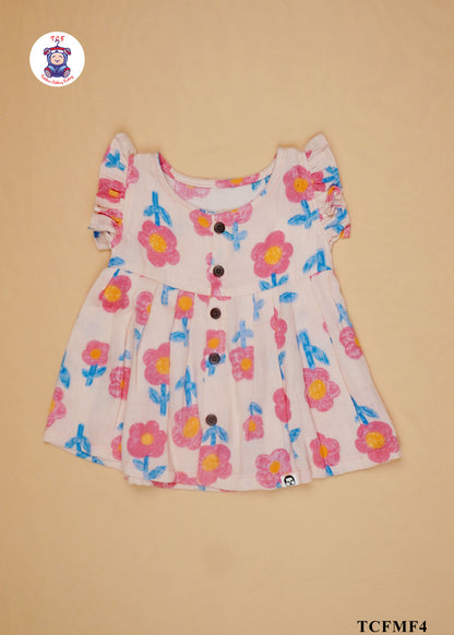 Pink - Girls Readymade Muslin Frocks