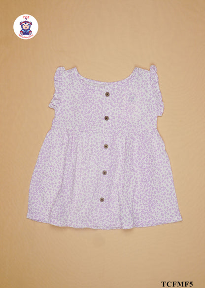 Light Pink - Girls Readymade Muslin Frocks