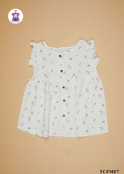 Half White - Girls Readymade Muslin Frocks