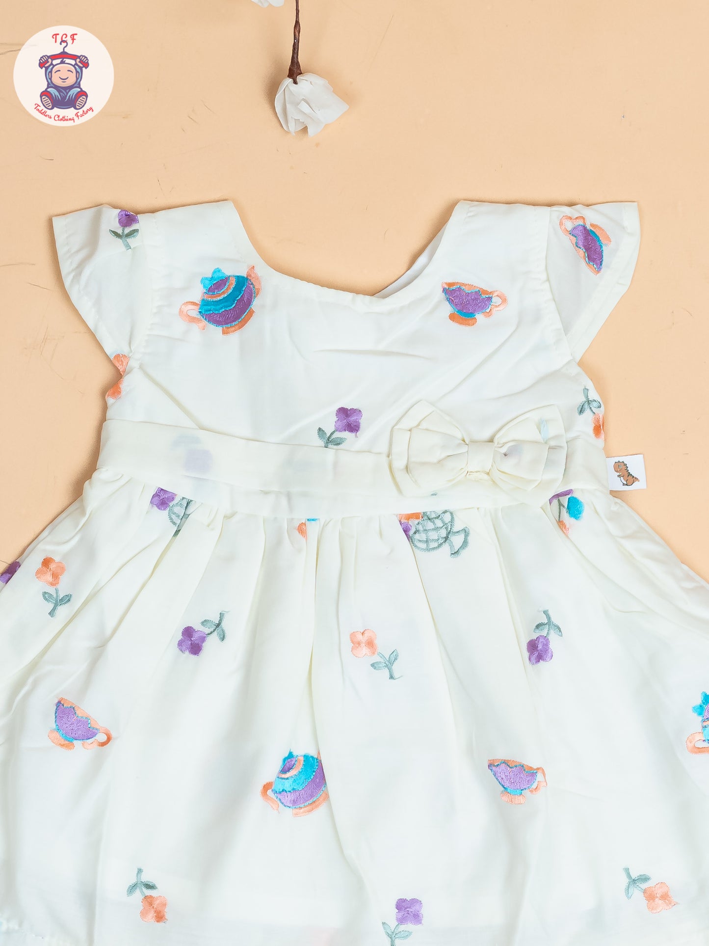 Half White - Girls Cotton Embroidered Frocks