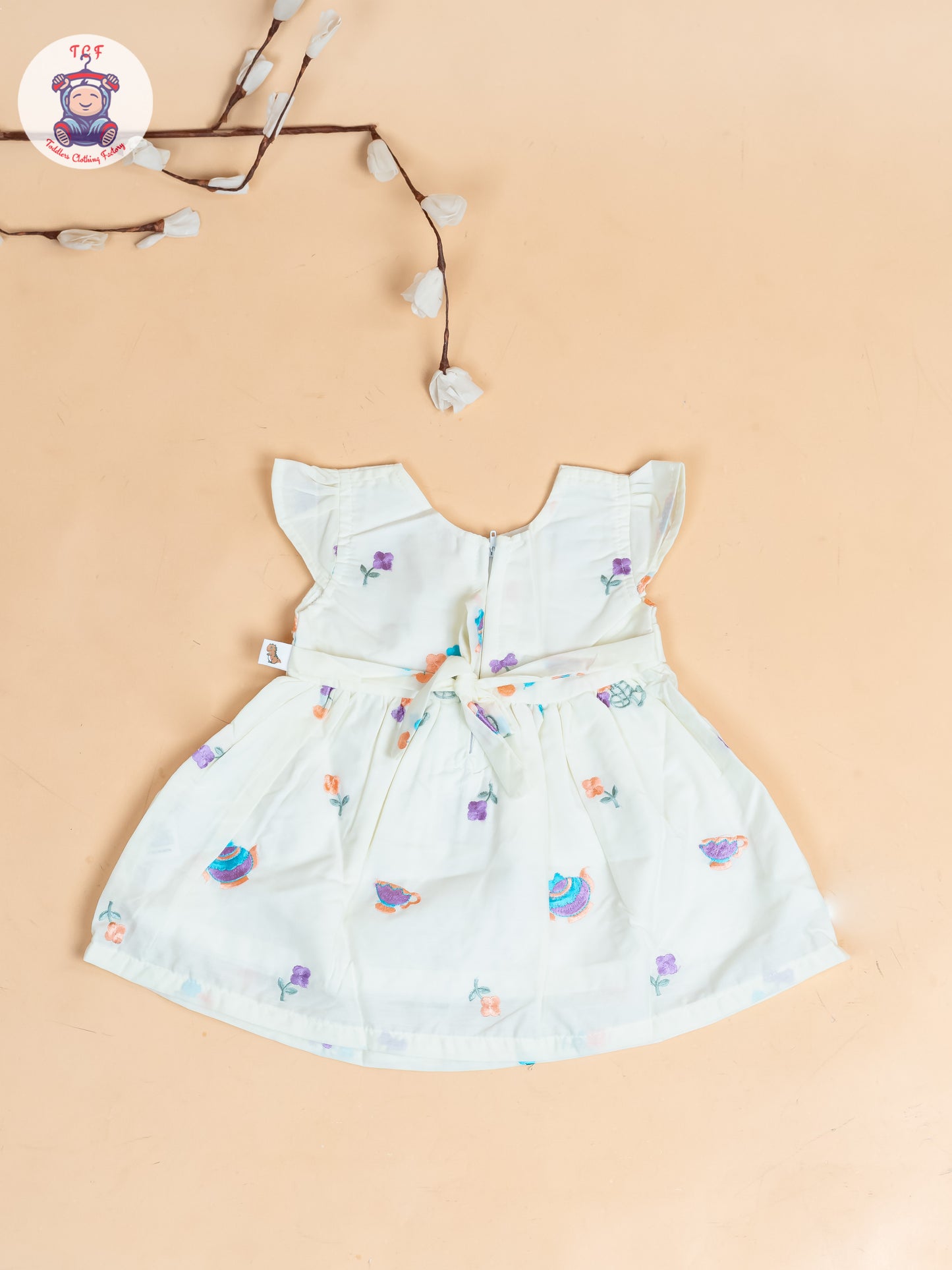 Half White - Girls Cotton Embroidered Frocks