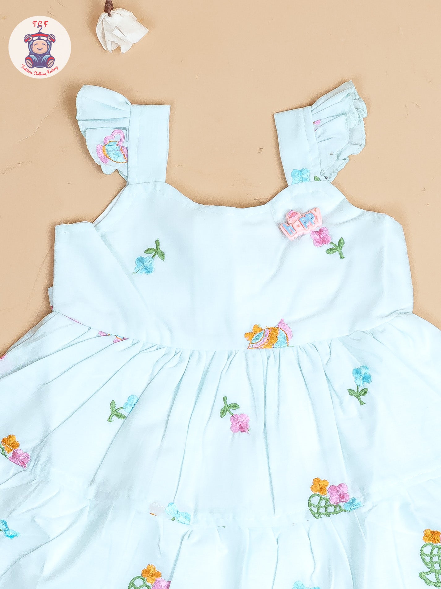 Sky Blue - Girls Cotton Embroidered Frocks