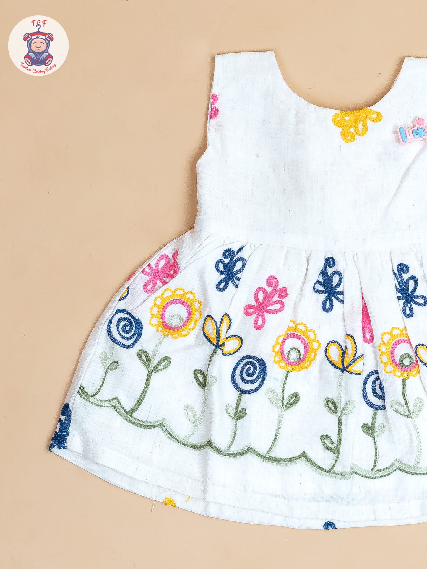 Half White - Girls Cotton Embroidered Frocks