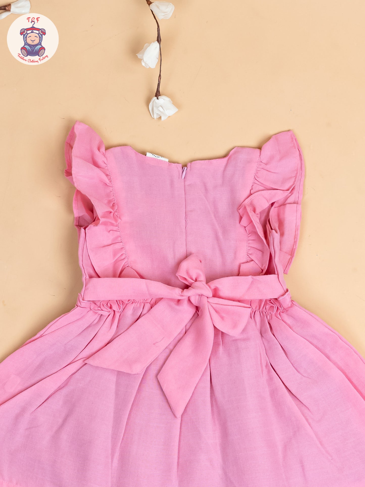 Pink - Girls Teddy Cotton Embroidered Frocks