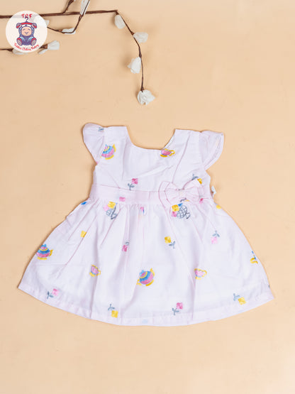 Pink - Girls Cotton Embroidered Frocks